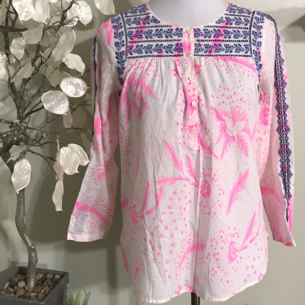 J. CREW EMBROIL SUMMER BOHO TOP